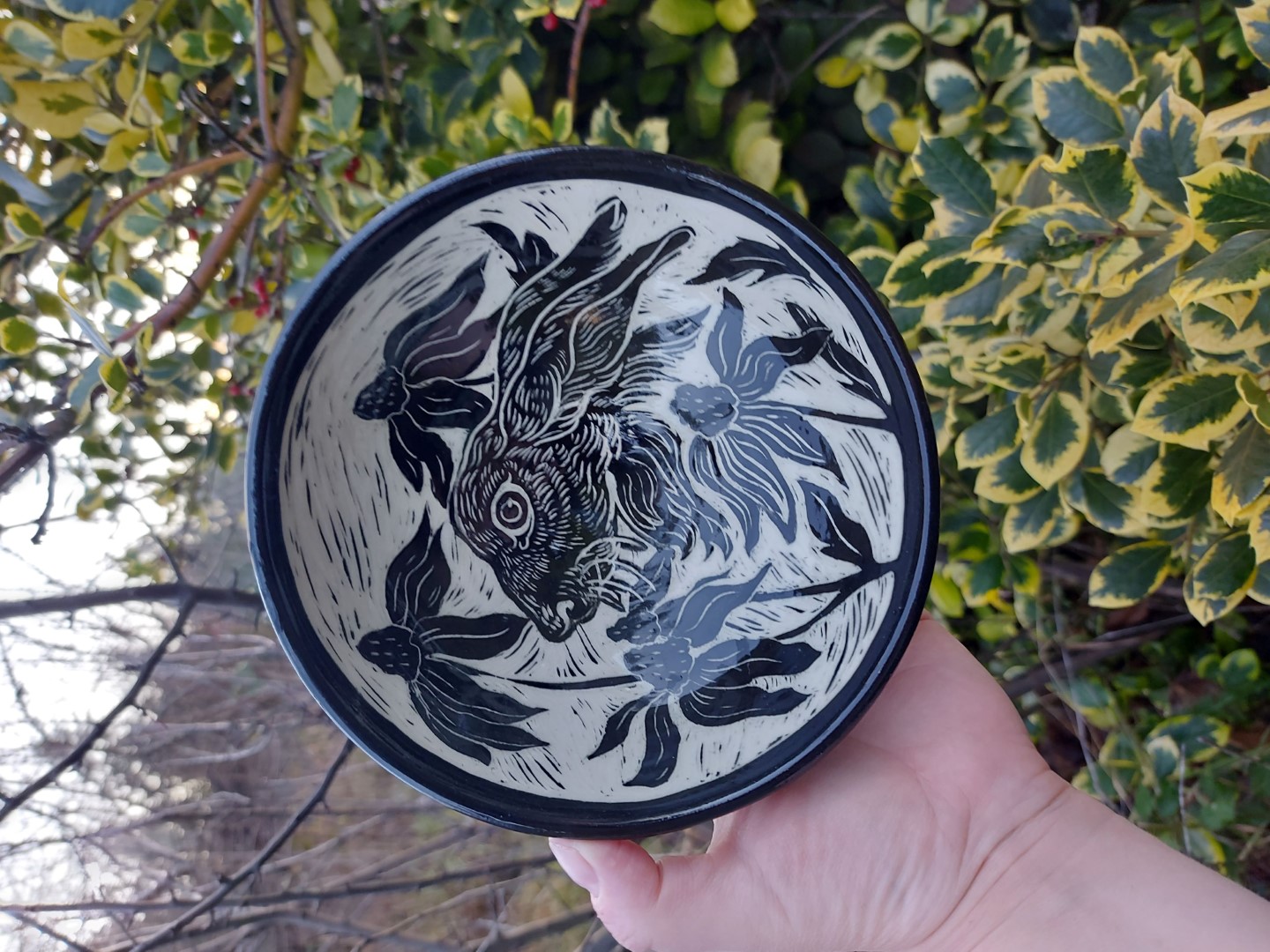 Sgraffito Rabbit Bowl